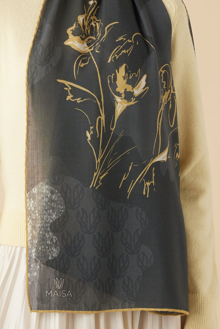 SİMAY YÜN MODAL ŞAL 70*200 CM - SİYAH - Görsel 2