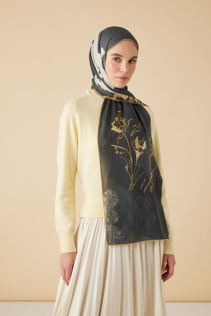 SİMAY YÜN MODAL ŞAL 70*200 CM - SİYAH - Görsel 3