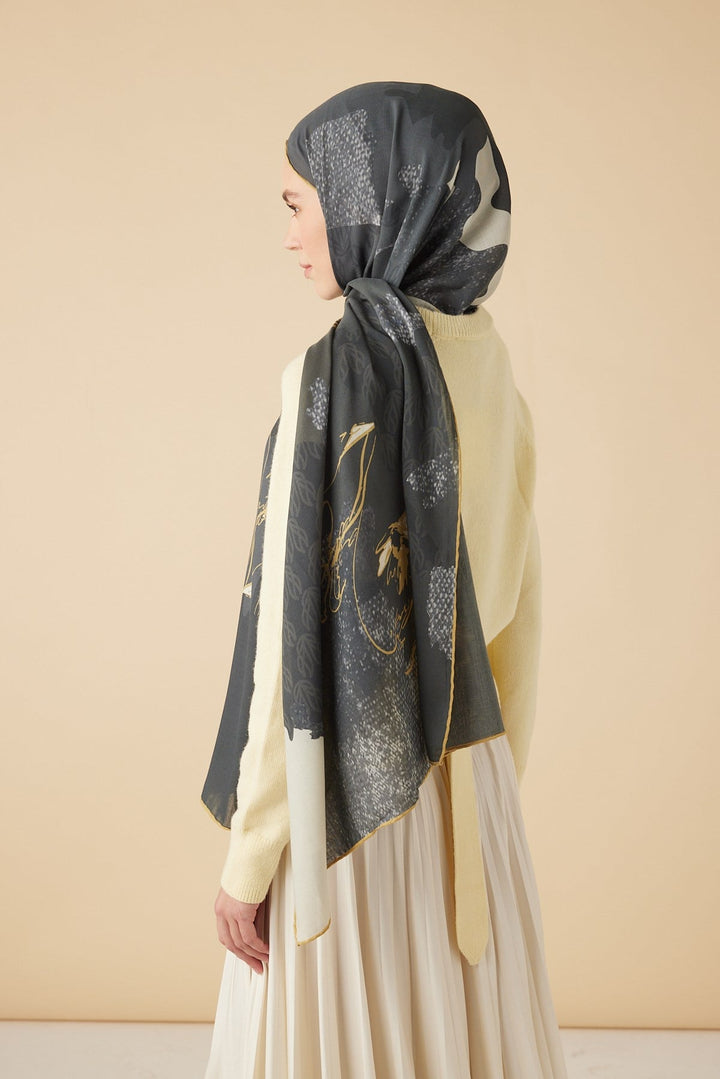 SİMAY YÜN MODAL ŞAL 70*200 CM - SİYAH - Görsel 5
