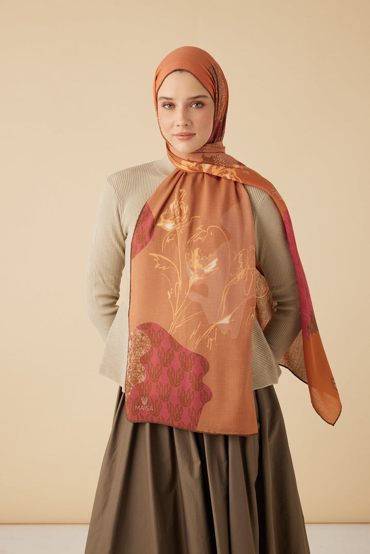 SİMAY YÜN MODAL ŞAL 70*200 CM - TURUNCU - Görsel 1