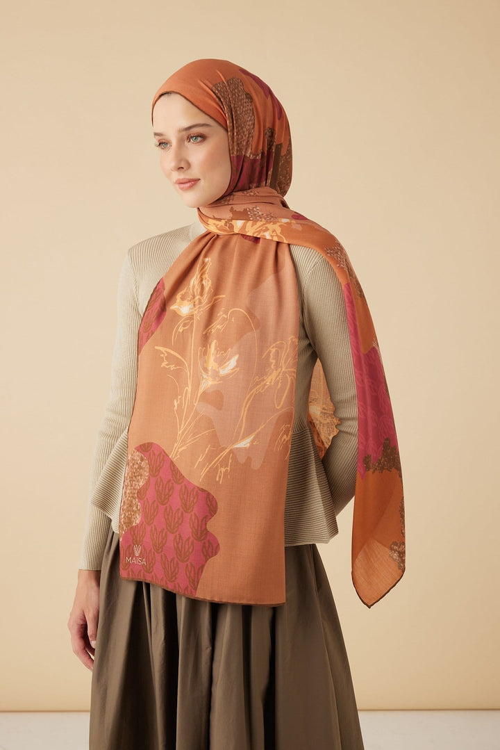 SİMAY YÜN MODAL ŞAL 70*200 CM - TURUNCU - Görsel 2