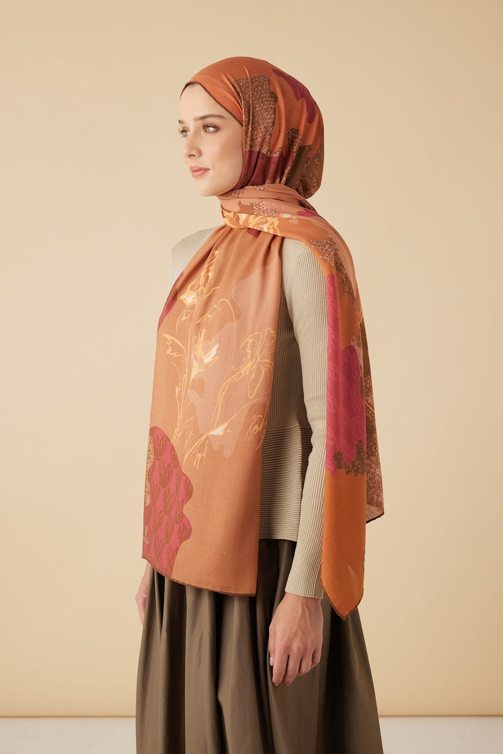 SİMAY YÜN MODAL ŞAL 70*200 CM - TURUNCU - Görsel 4
