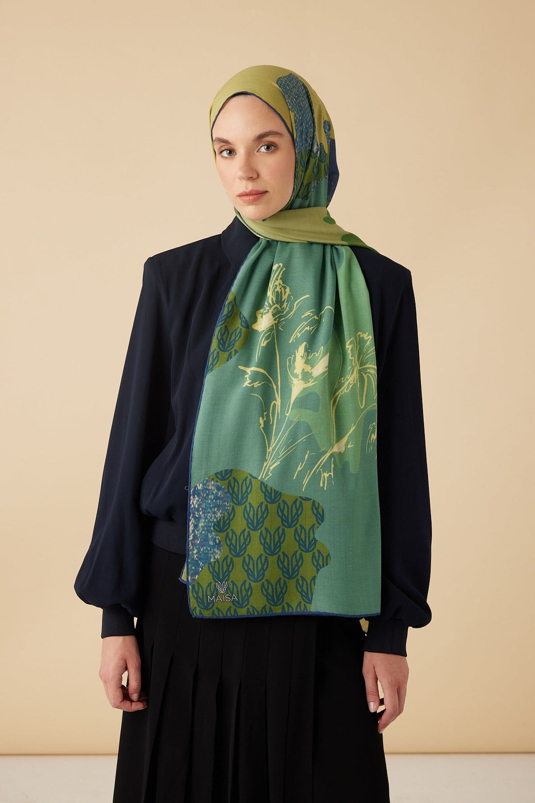 SİMAY YÜN MODAL ŞAL 70*200 CM - YEŞİL - Görsel 1