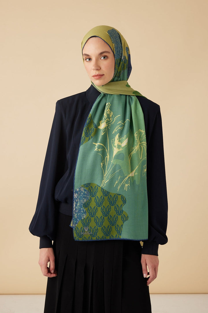 SİMAY YÜN MODAL ŞAL 70*200 CM - YEŞİL - Görsel 1