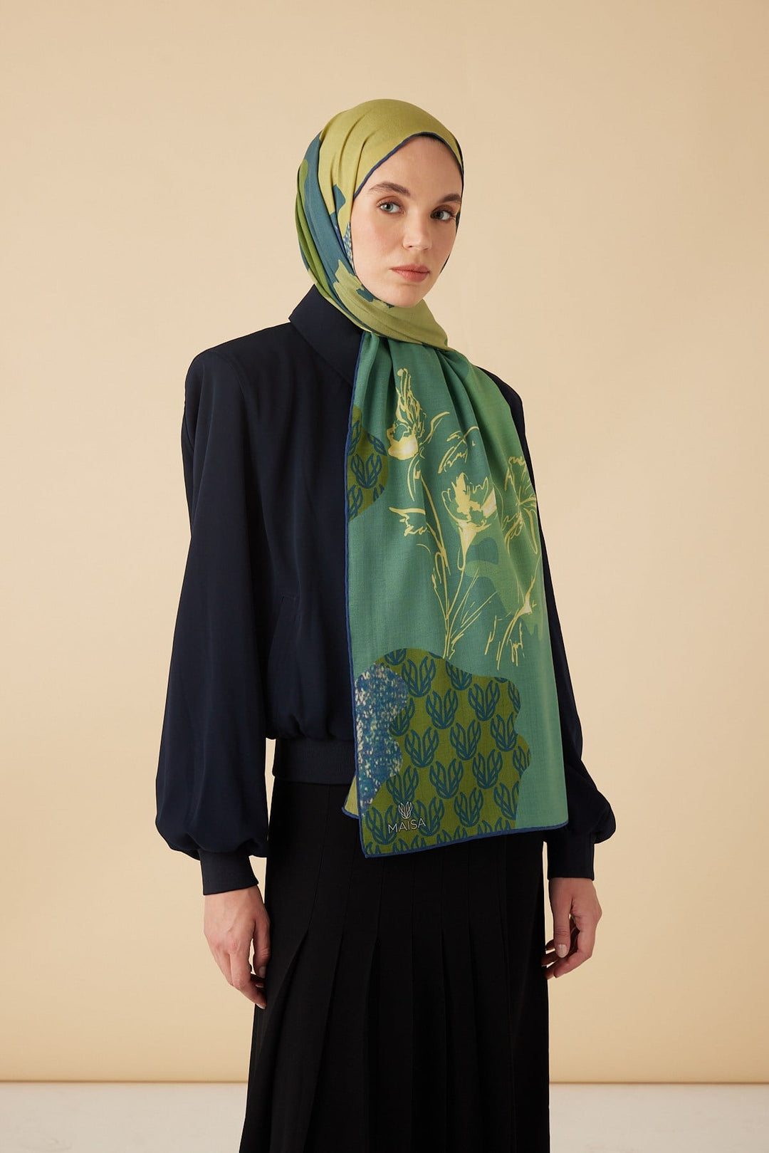 SİMAY YÜN MODAL ŞAL 70*200 CM - YEŞİL - Görsel 3