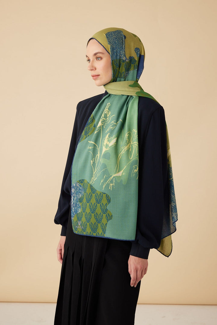 SİMAY YÜN MODAL ŞAL 70*200 CM - YEŞİL - Görsel 4