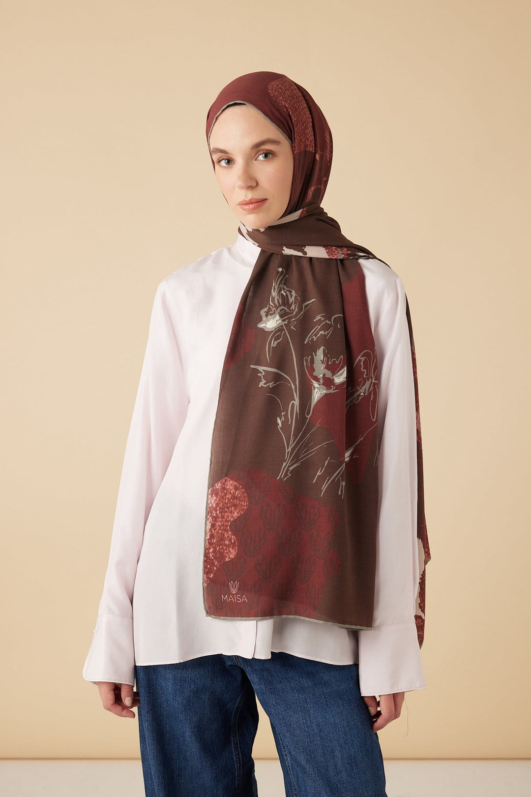 SİMAY YÜN MODAL ŞAL 70*200 CM - BORDO - Görsel 1