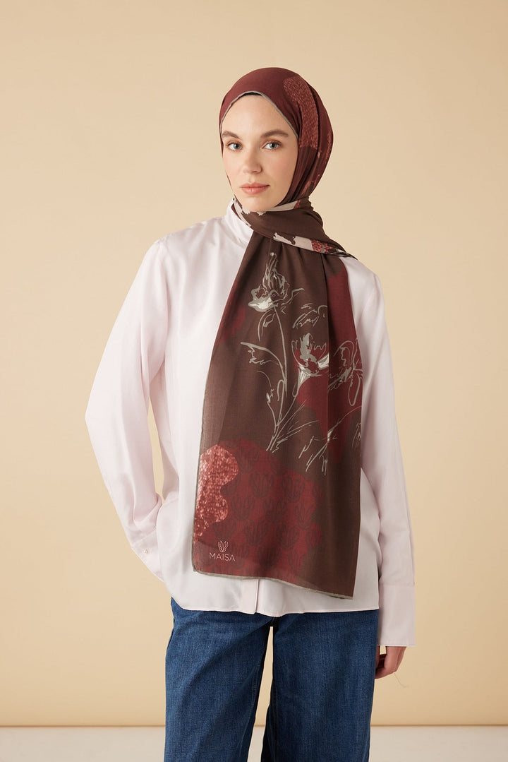 SİMAY YÜN MODAL ŞAL 70*200 CM - BORDO - Görsel 2