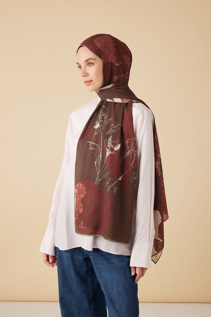 SİMAY YÜN MODAL ŞAL 70*200 CM - BORDO - Görsel 4