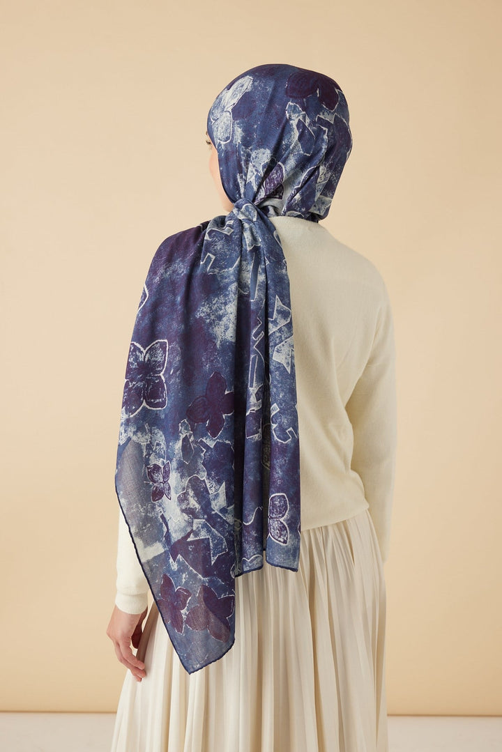LATİF YÜN MODAL ŞAL 70*200 CM - MAVİ - Görsel 5