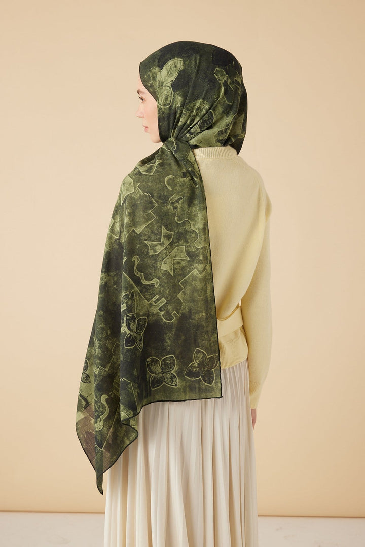 LATİF YÜN MODAL ŞAL 70*200 CM - YEŞİL - Görsel 4