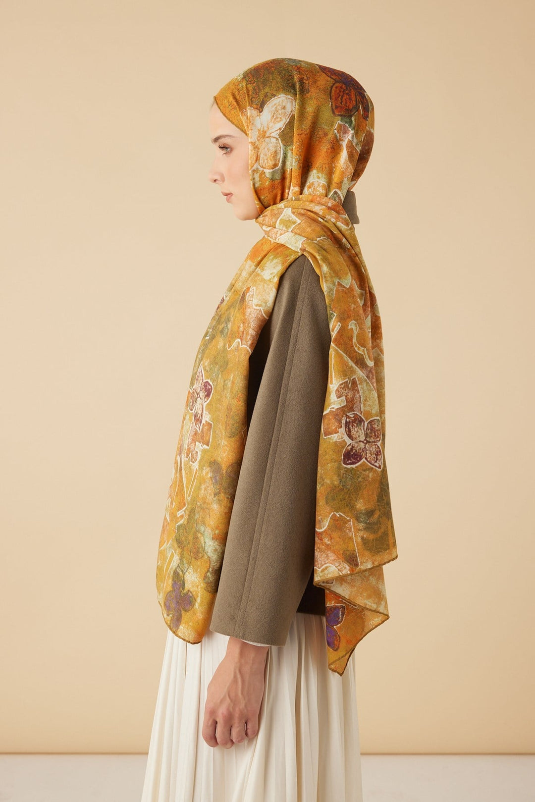 LATİF YÜN MODAL ŞAL 70*200 CM - HARDAL - Görsel 3