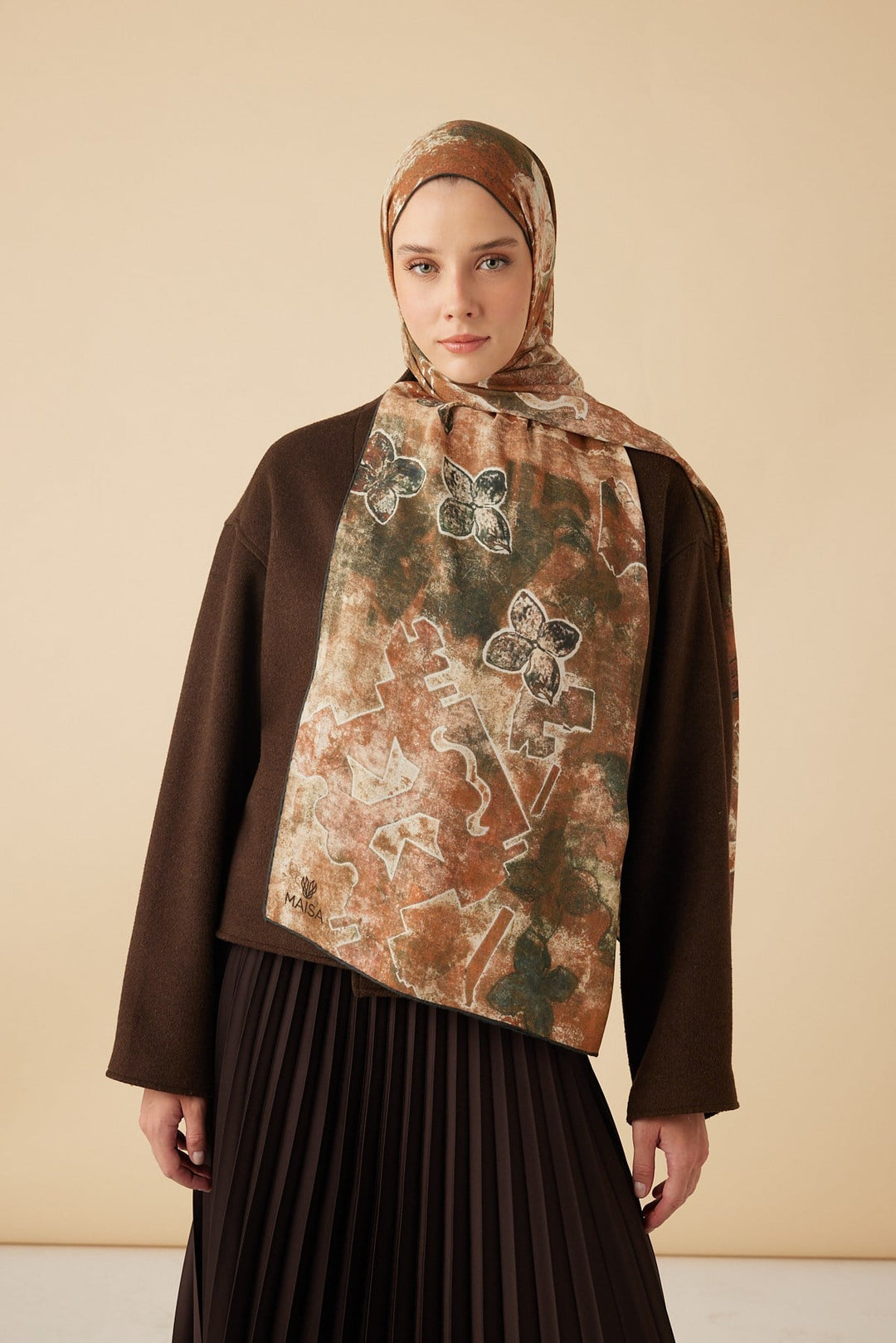 LATİF YÜN MODAL ŞAL 70*200 CM - TABA - Görsel 1