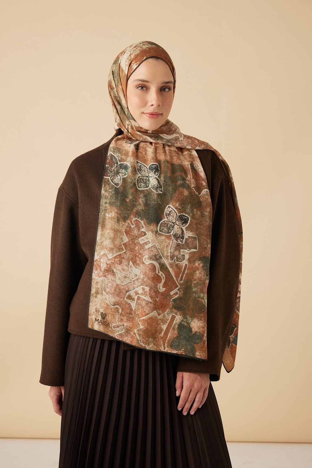 LATİF YÜN MODAL ŞAL 70*200 CM - TABA - Görsel 2