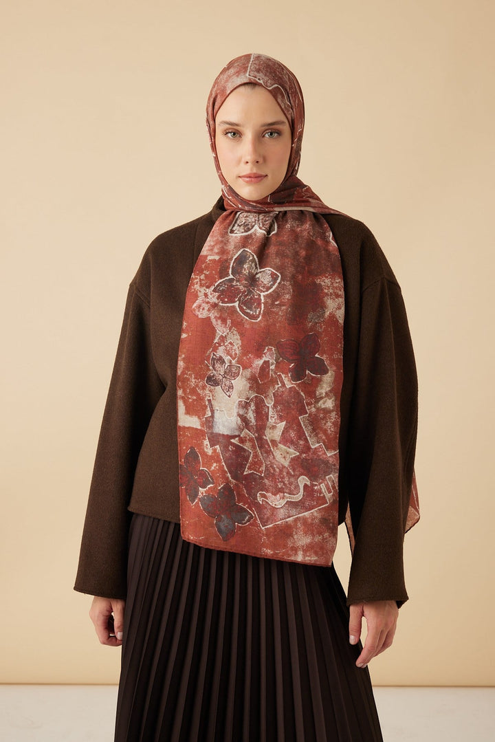 LATİF YÜN MODAL ŞAL 70*200 CM - BORDO - Görsel 1