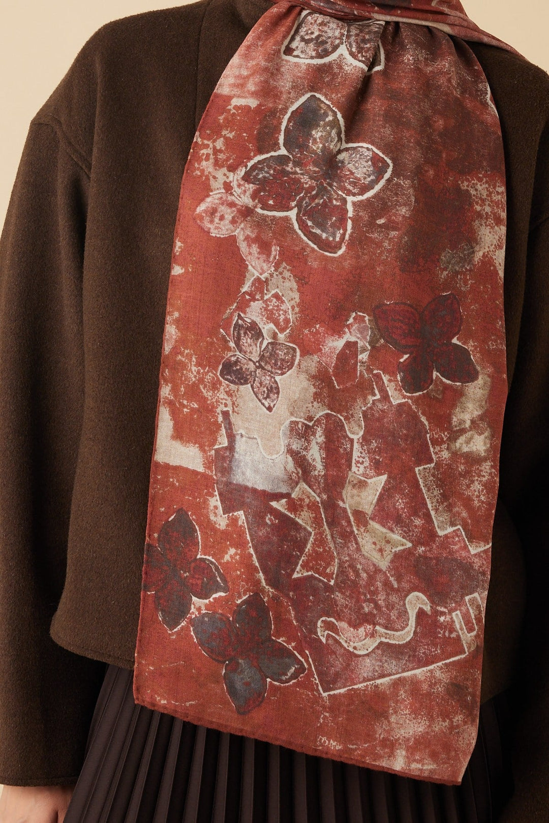 LATİF YÜN MODAL ŞAL 70*200 CM - BORDO - Görsel 2