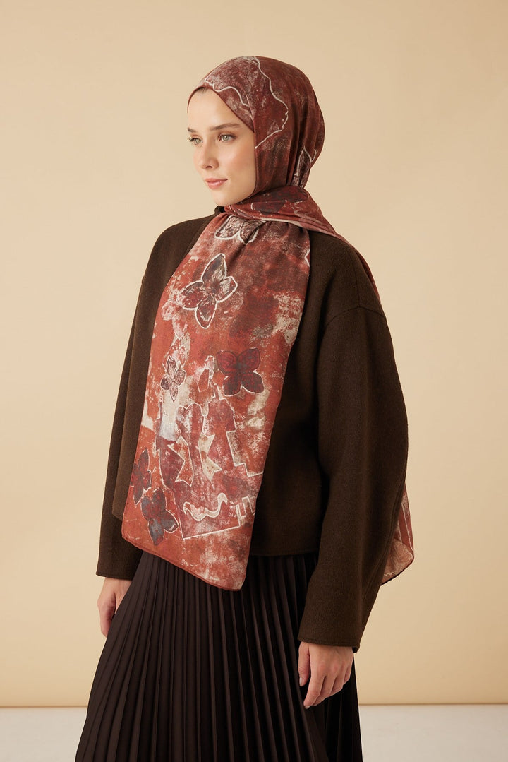 LATİF YÜN MODAL ŞAL 70*200 CM - BORDO - Görsel 3