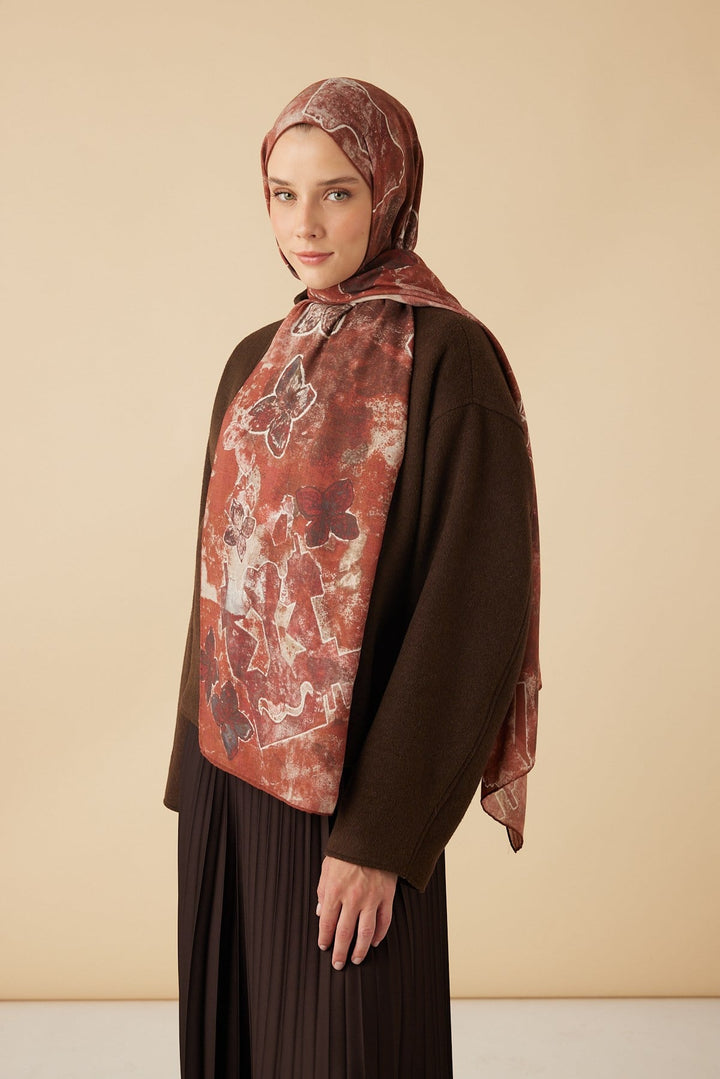 LATİF YÜN MODAL ŞAL 70*200 CM - BORDO - Görsel 4