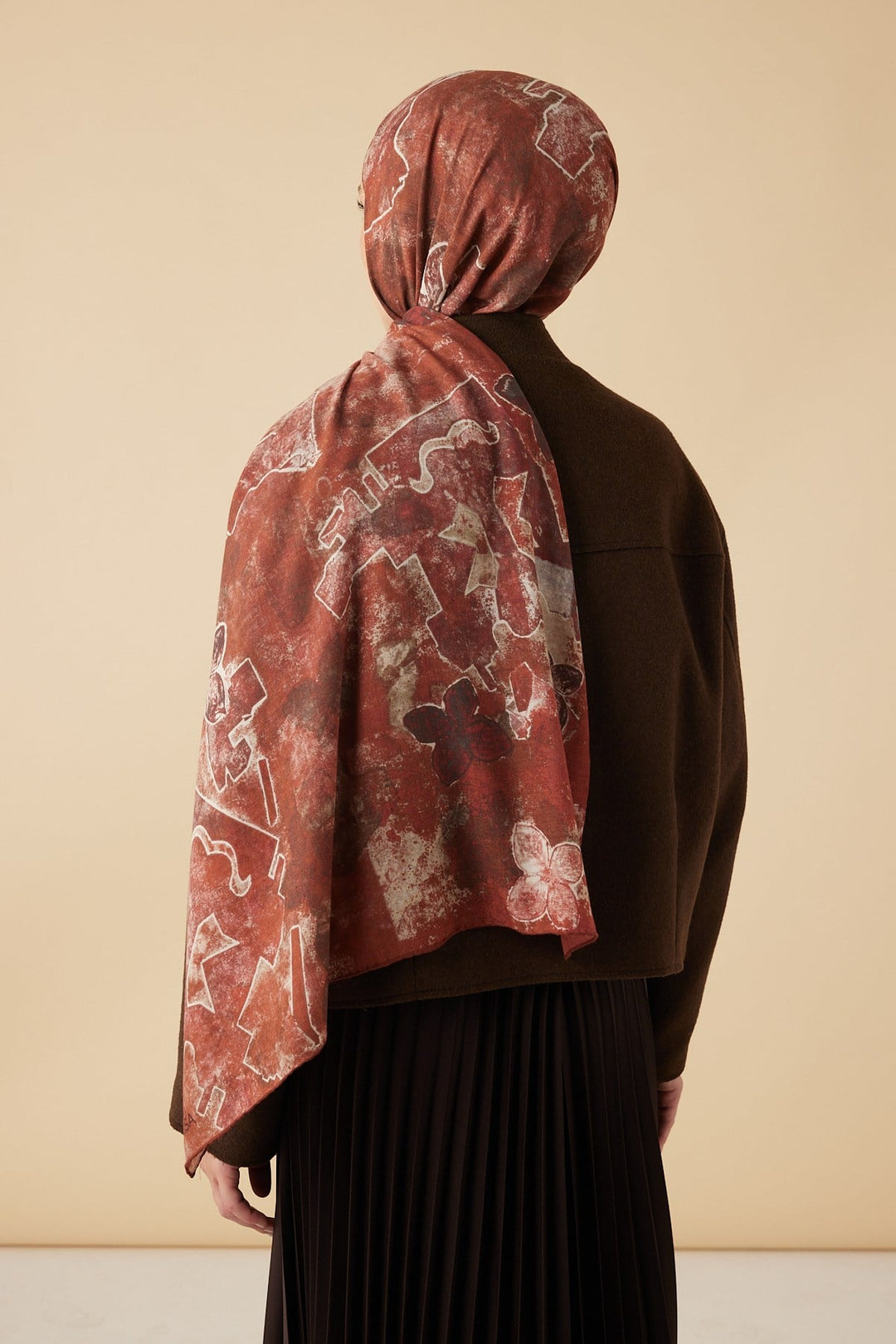 LATİF YÜN MODAL ŞAL 70*200 CM - BORDO - Görsel 5