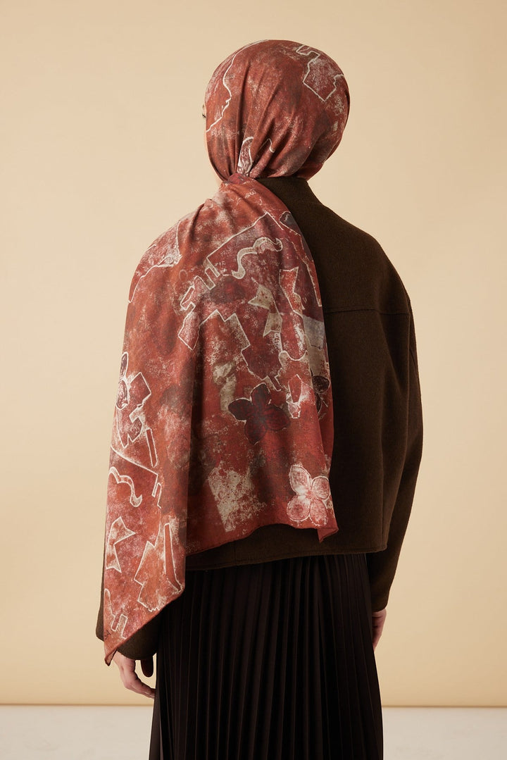 LATİF YÜN MODAL ŞAL 70*200 CM - BORDO - Görsel 5