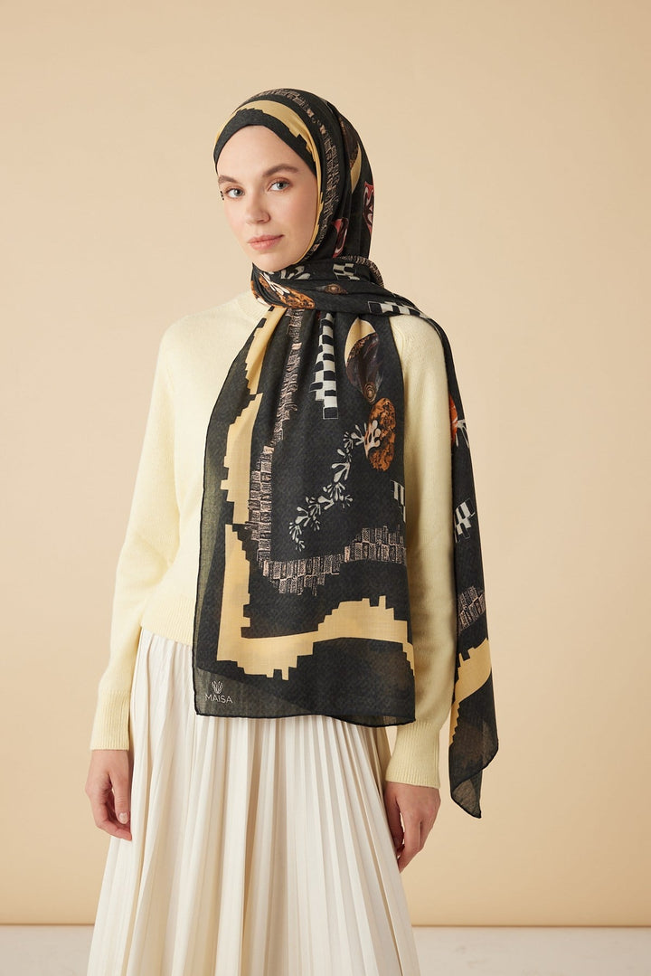 NÜVE YÜN MODAL ŞAL 70*200 CM - SİYAH - Görsel 4