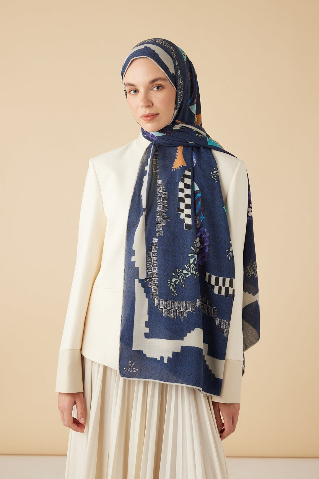NÜVE YÜN MODAL ŞAL 70*200 CM - LACİVERT - Görsel 1