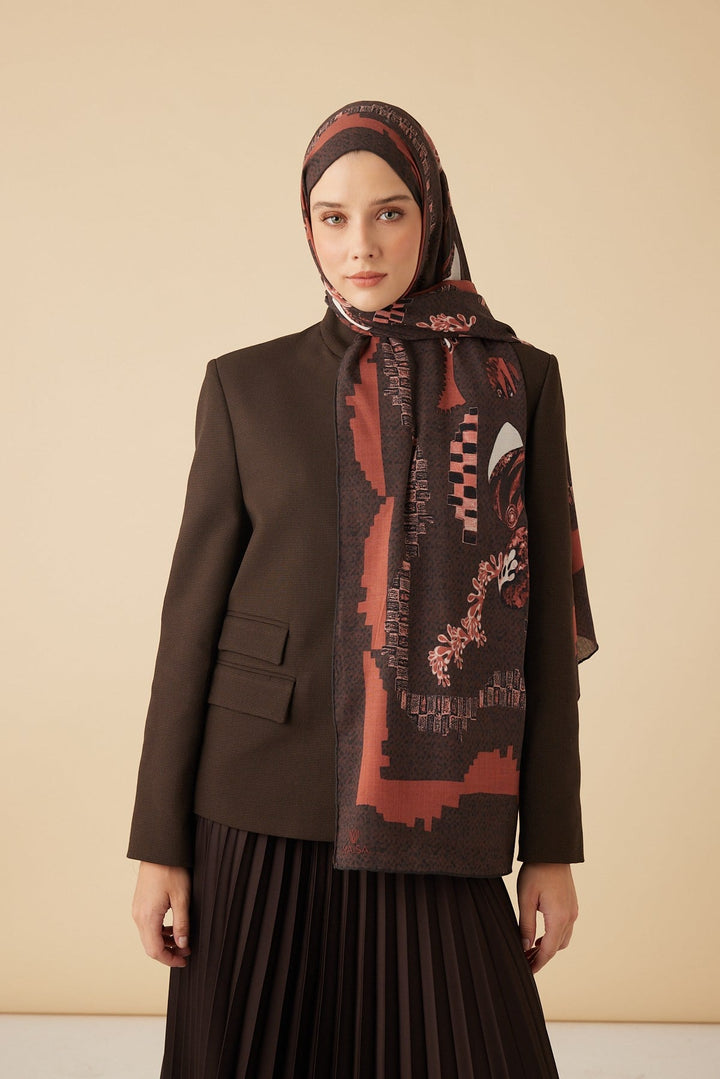 NÜVE YÜN MODAL ŞAL 70*200 CM - BORDO - Görsel 1