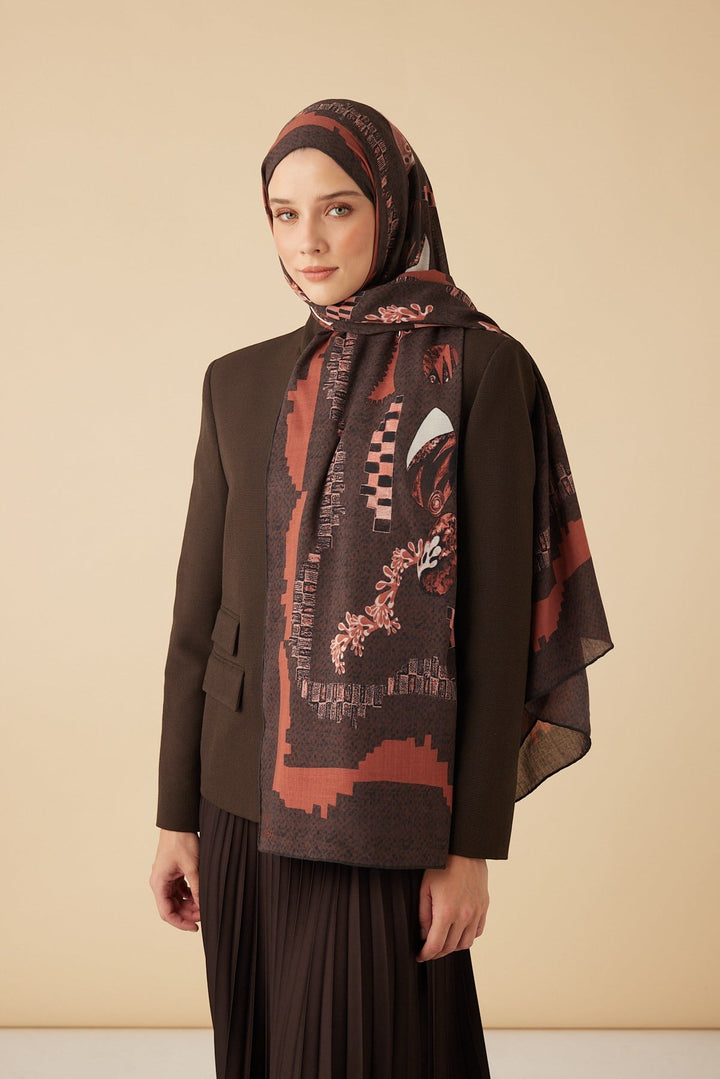 NÜVE YÜN MODAL ŞAL 70*200 CM - BORDO - Görsel 3