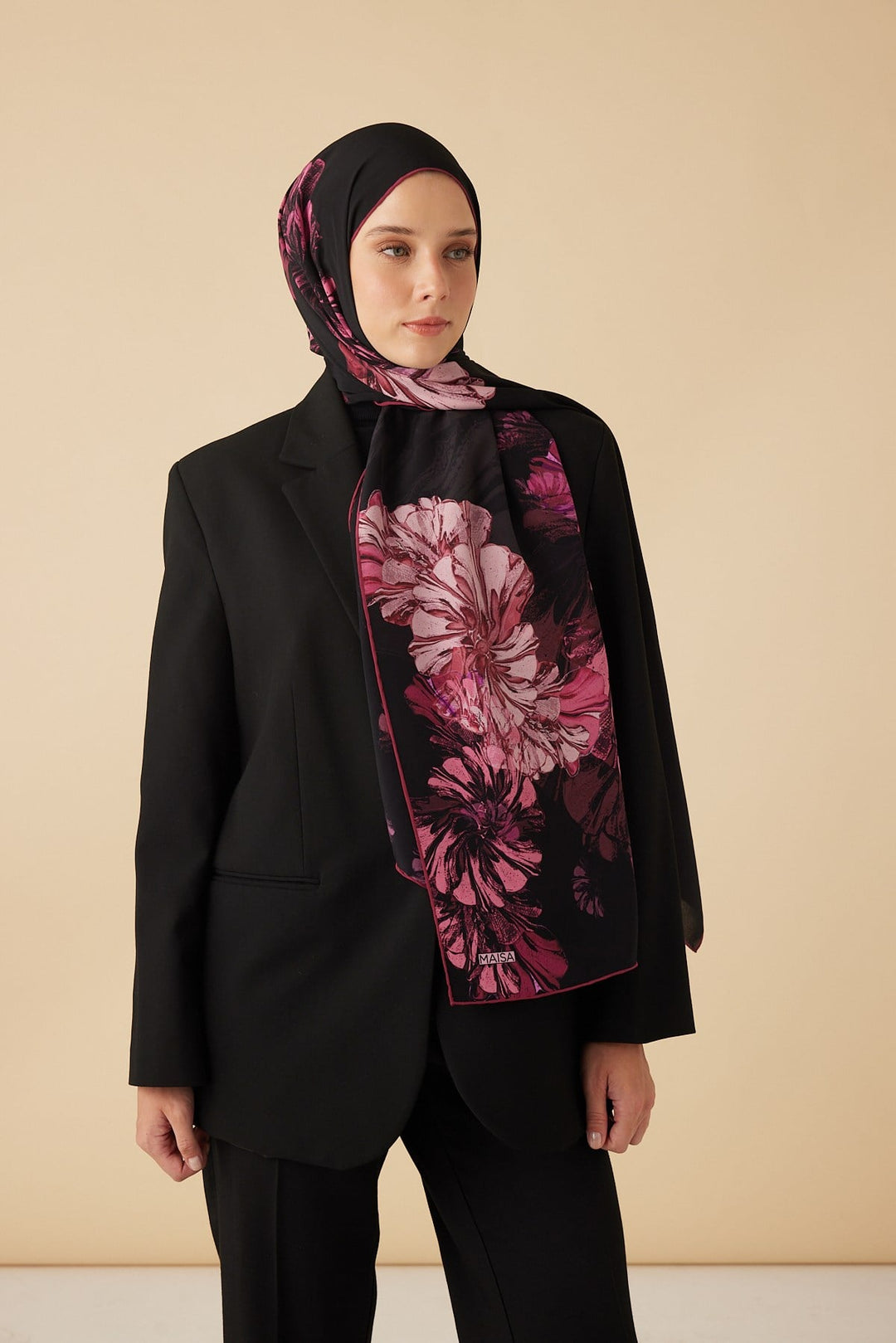 EZGİN KREP İPEK ŞAL 70*190 CM - FUŞYA - Görsel 1