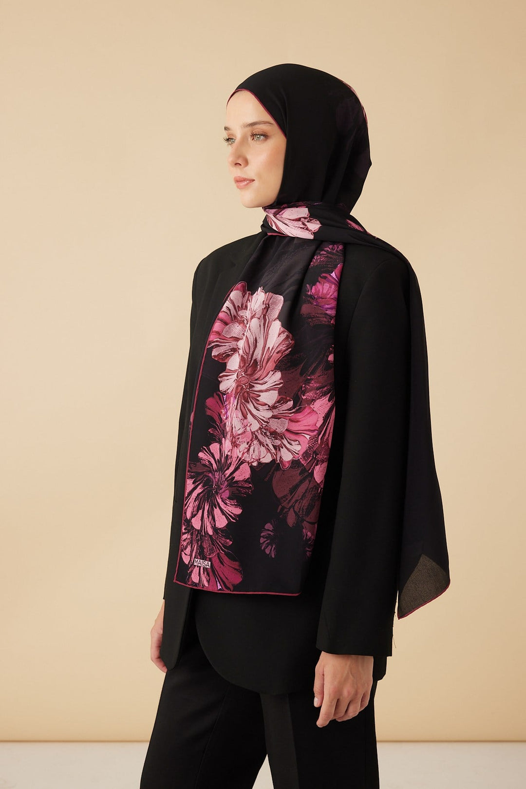 EZGİN KREP İPEK ŞAL 70*190 CM - FUŞYA - Görsel 4