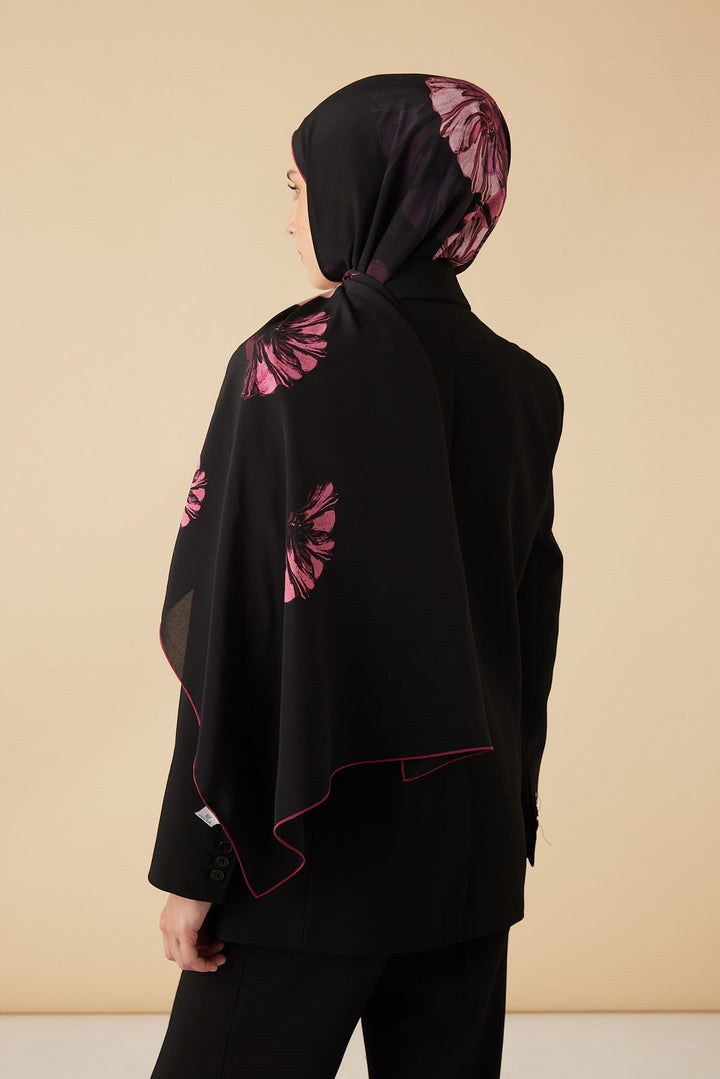 EZGİN KREP İPEK ŞAL 70*190 CM - FUŞYA - Görsel 5