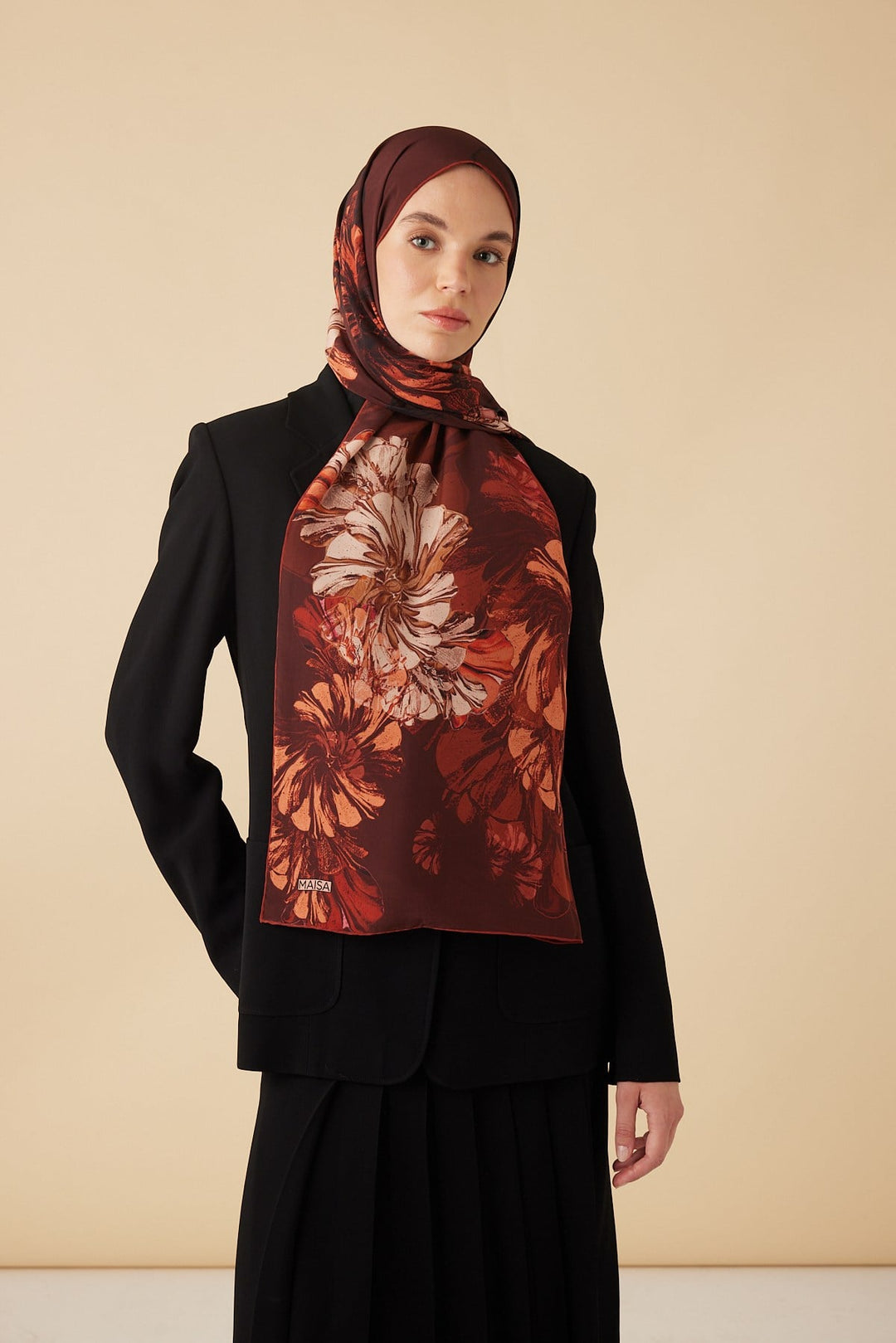 EZGİN KREP İPEK ŞAL 70*190 CM - KİREMİT - Görsel 2