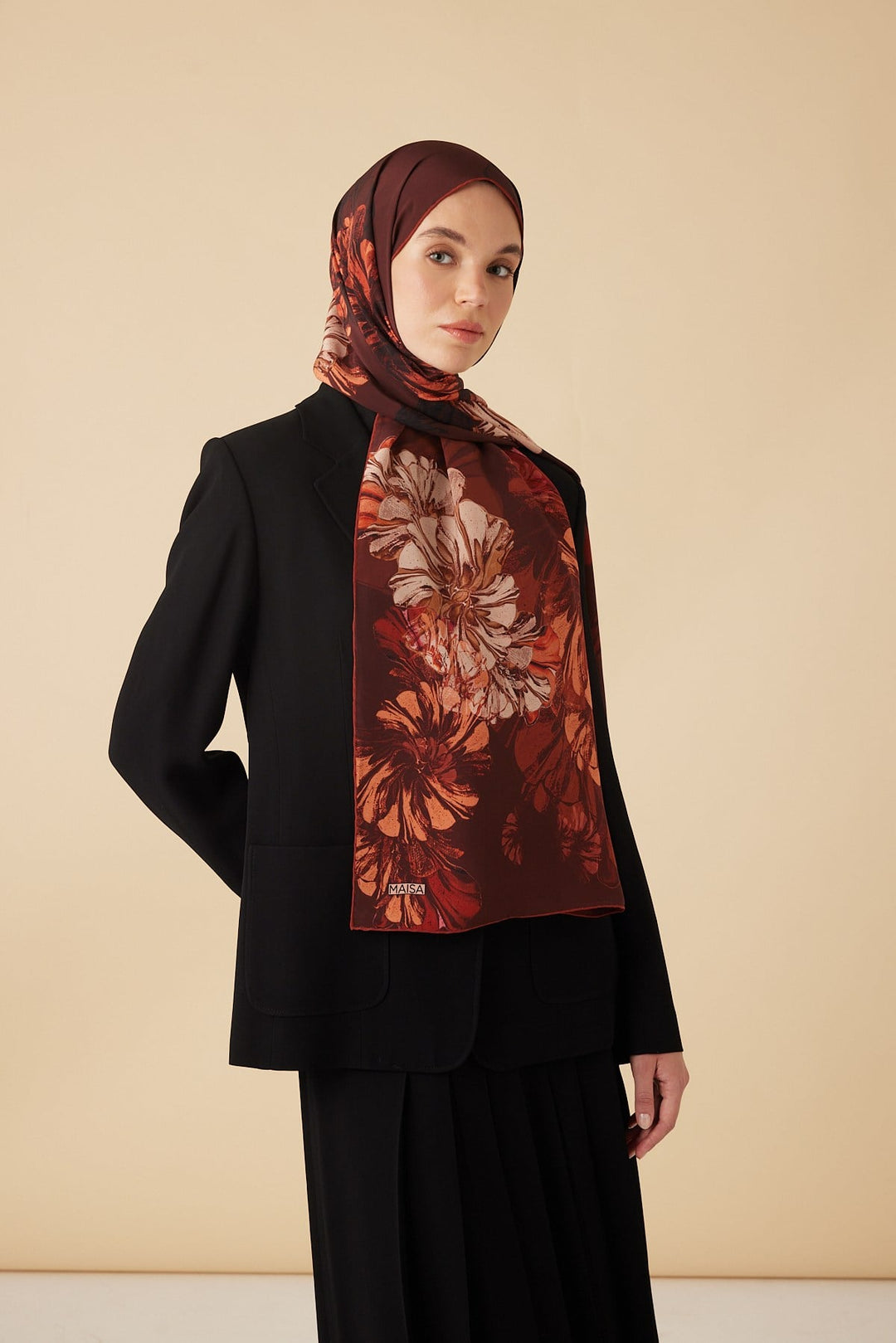 EZGİN KREP İPEK ŞAL 70*190 CM - KİREMİT - Görsel 5