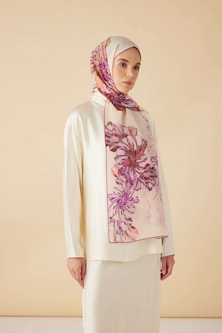 EZGİN KREP İPEK ŞAL 70*190 CM - PEMBE - Görsel 2