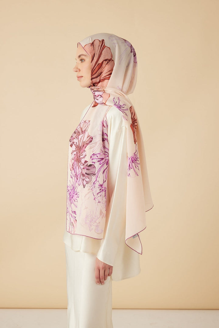 EZGİN KREP İPEK ŞAL 70*190 CM - PEMBE - Görsel 3