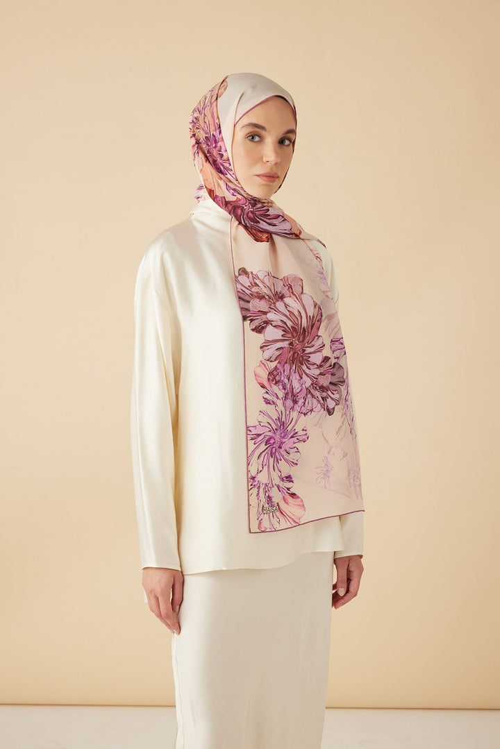EZGİN KREP İPEK ŞAL 70*190 CM - PEMBE - Görsel 4