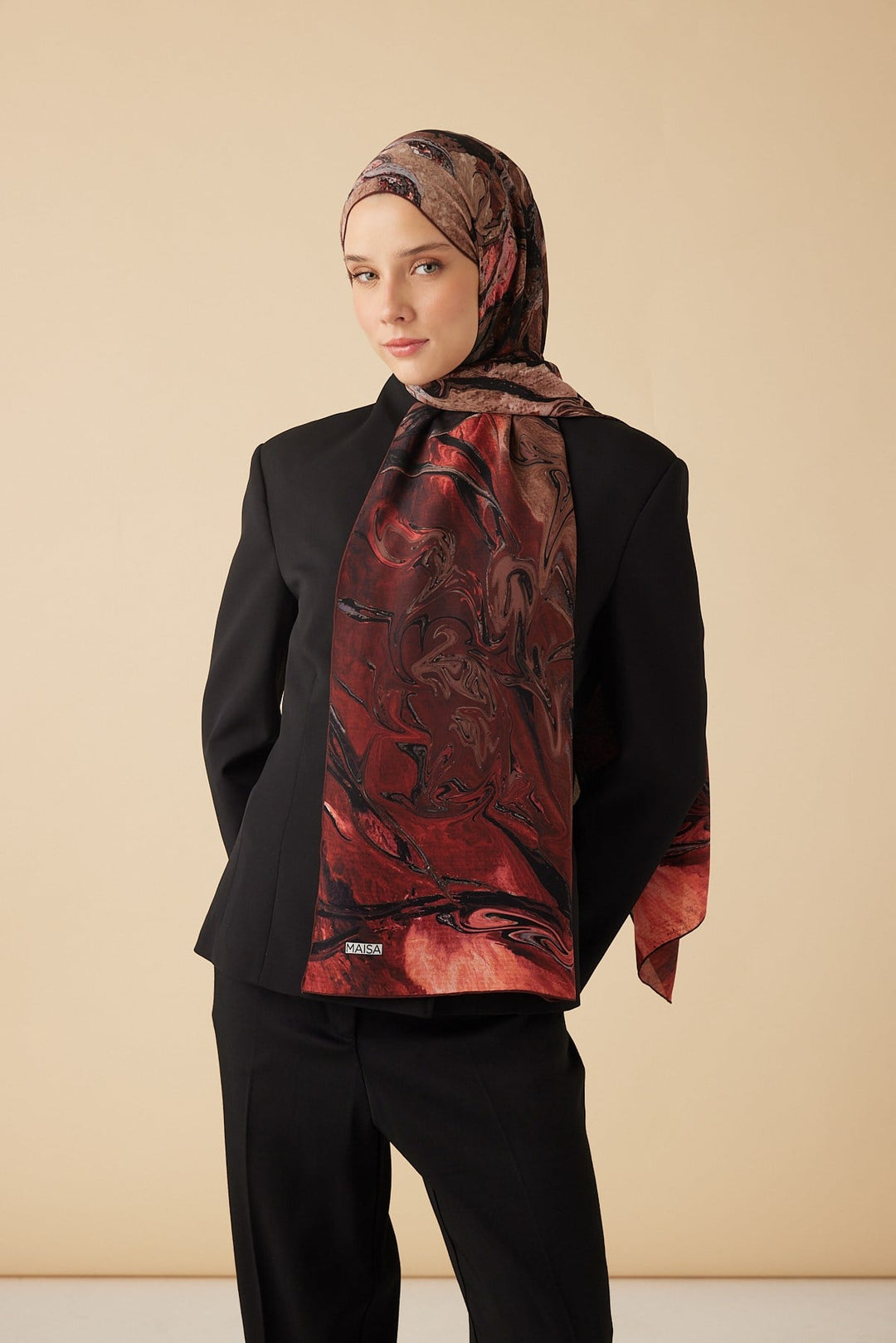 NEFES KREP İPEK ŞAL 70*190 CM - BORDO - Görsel 2