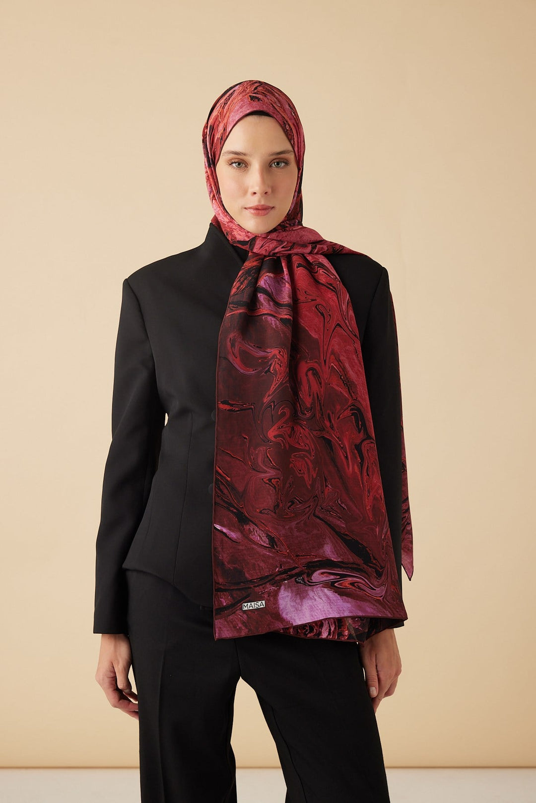 NEFES KREP İPEK ŞAL 70*190 CM - FUŞYA - Görsel 1