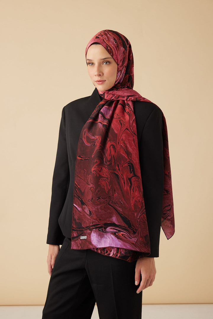 NEFES KREP İPEK ŞAL 70*190 CM - FUŞYA - Görsel 2
