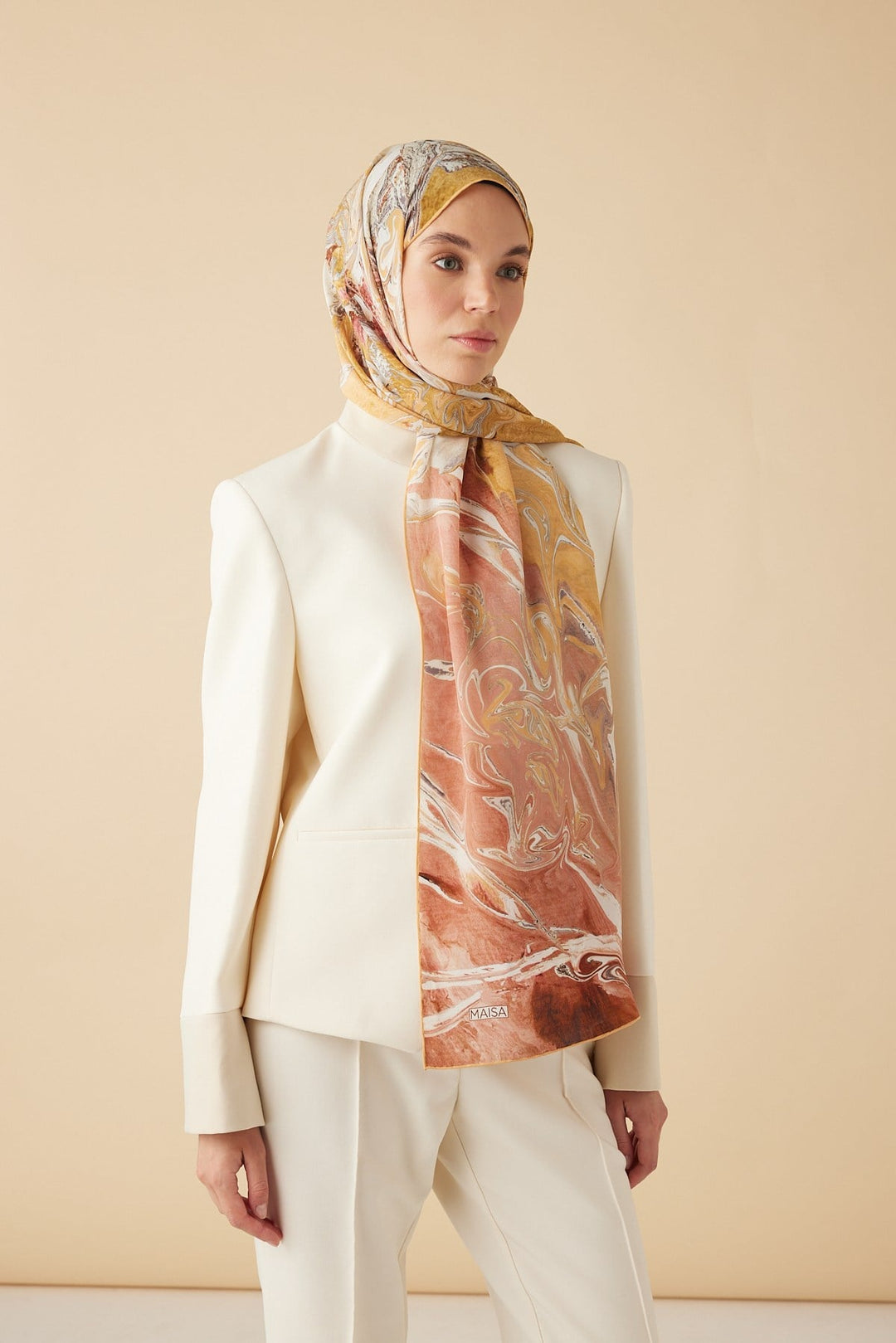 NEFES KREP İPEK ŞAL 70*190 CM - GOLD - Görsel 3