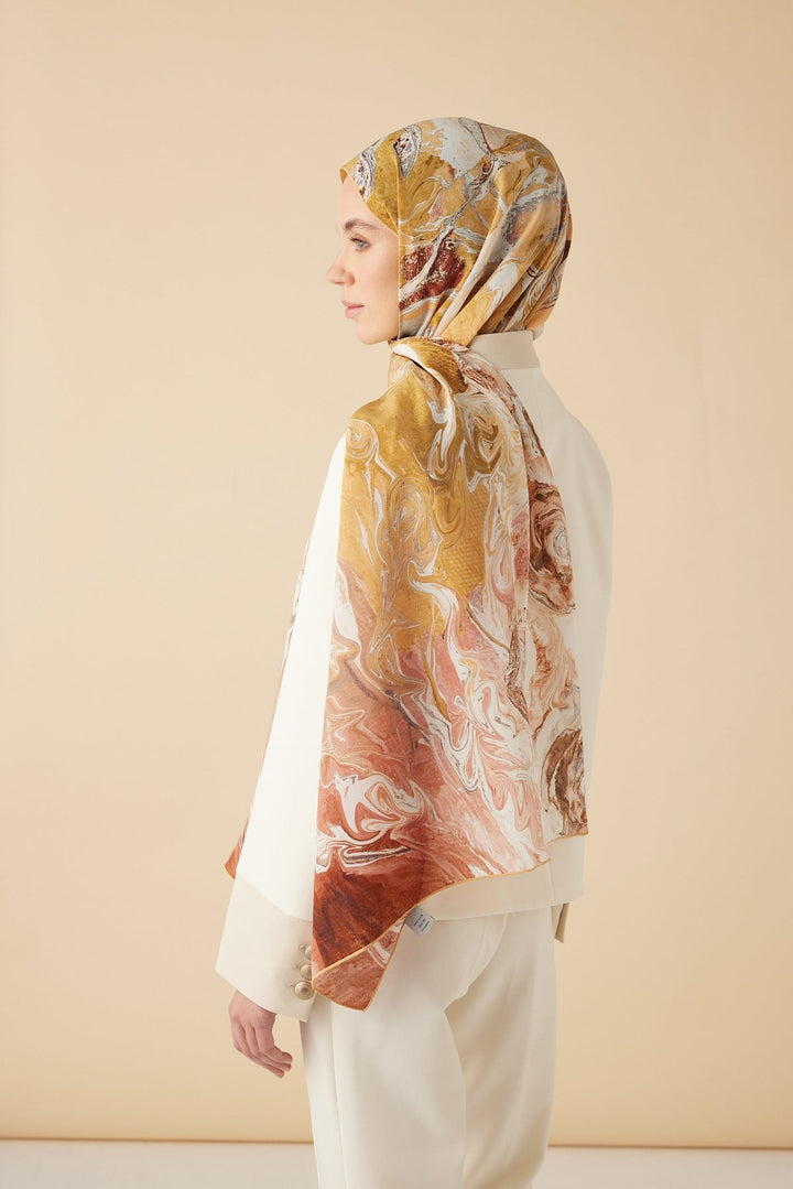 NEFES KREP İPEK ŞAL 70*190 CM - GOLD - Görsel 5