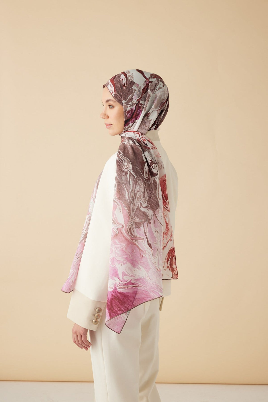 NEFES KREP İPEK ŞAL 70*190 CM - PEMBE - Görsel 5