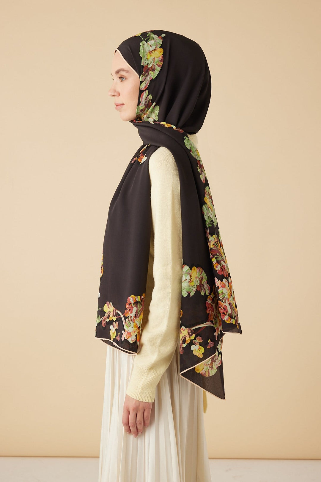 NEVA KREP İPEK ŞAL 70*190 CM - KAHVERENGİ - Görsel 3