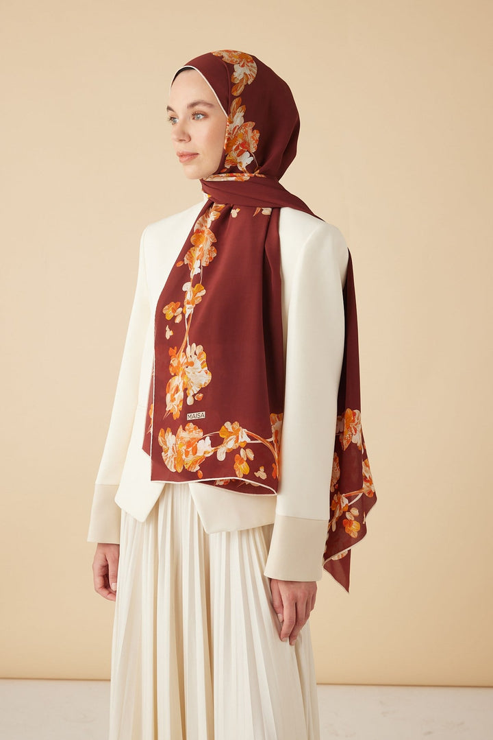 NEVA KREP İPEK ŞAL 70*190 CM - KIRMIZI - Görsel 2