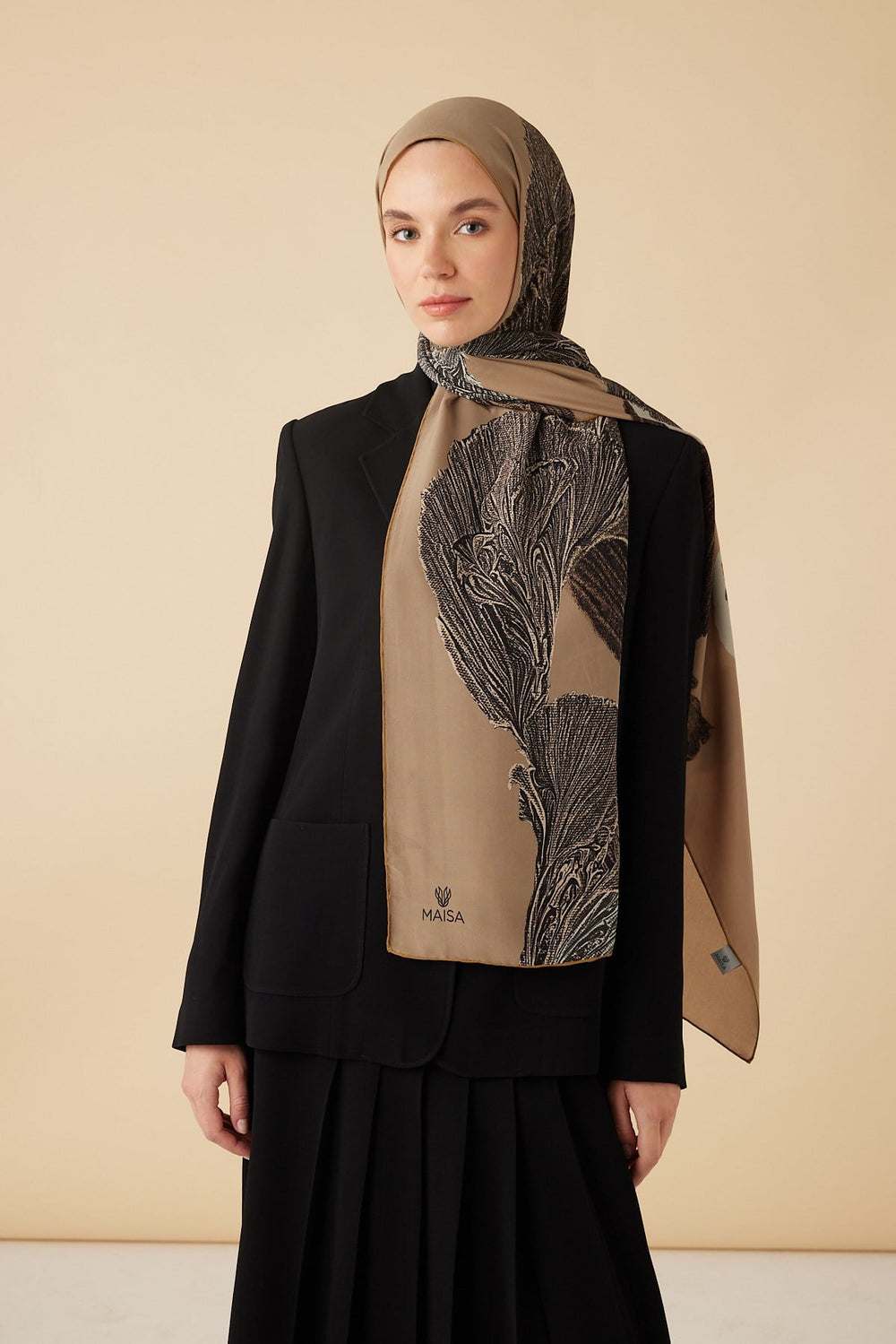 RUBA KREP İPEK ŞAL 70*190 CM - BEJ - Görsel 2