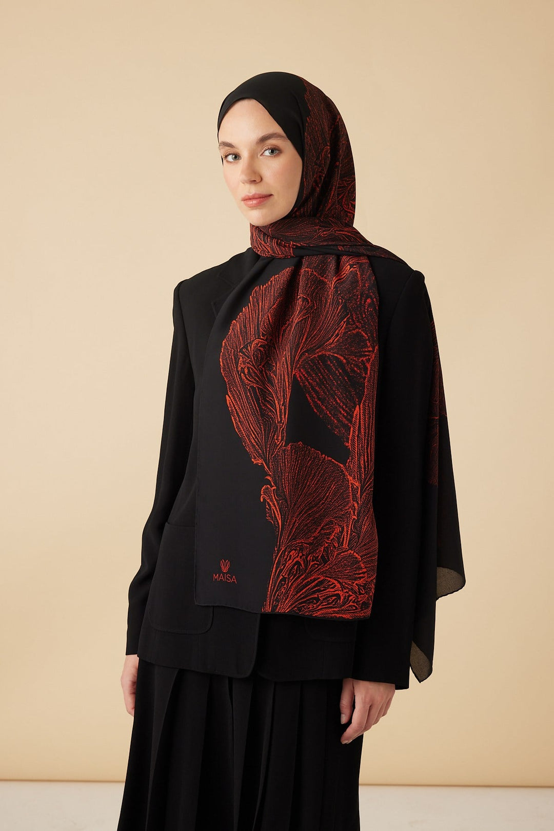 RUBA KREP İPEK ŞAL 70*190 CM - SİYAH - Görsel 3
