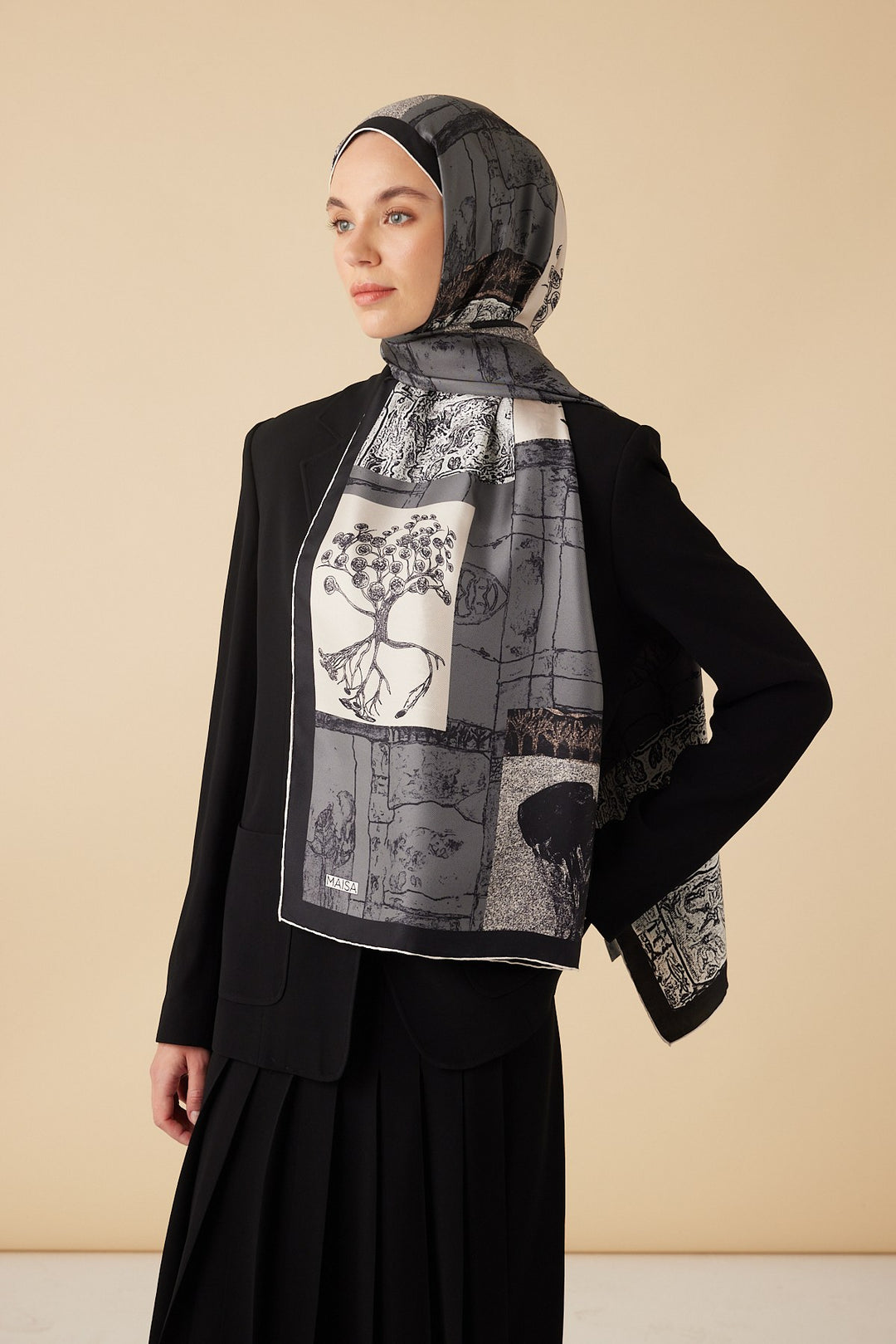 DİDAR MULBERRY İPEK ŞAL 70*190 CM - GRİ - Görsel 1