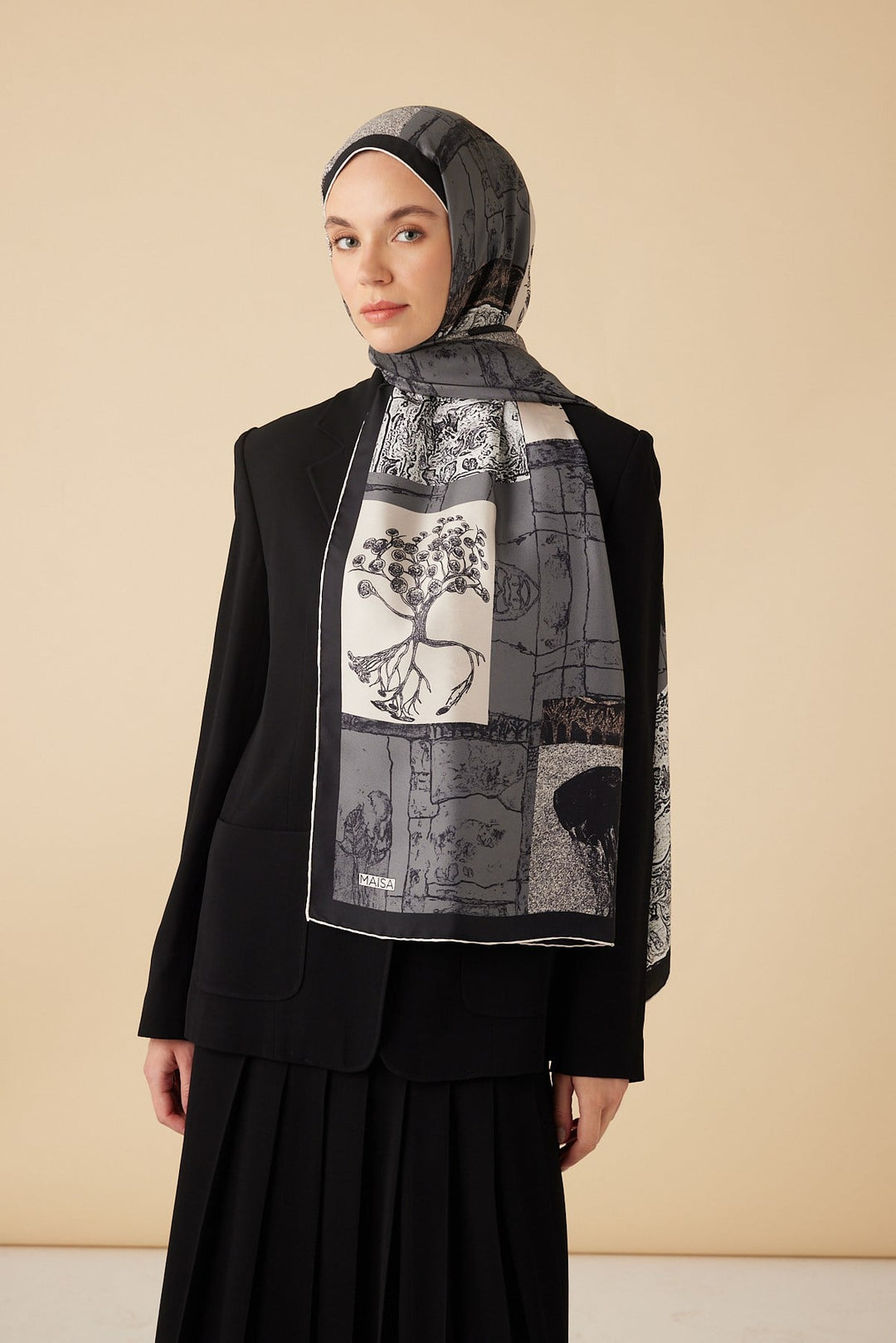 DİDAR MULBERRY İPEK ŞAL 70*190 CM - GRİ - Görsel 2