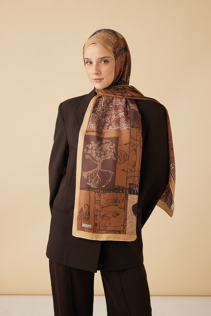 DİDAR MULBERRY İPEK ŞAL 70*190 CM - TABA - Görsel 1