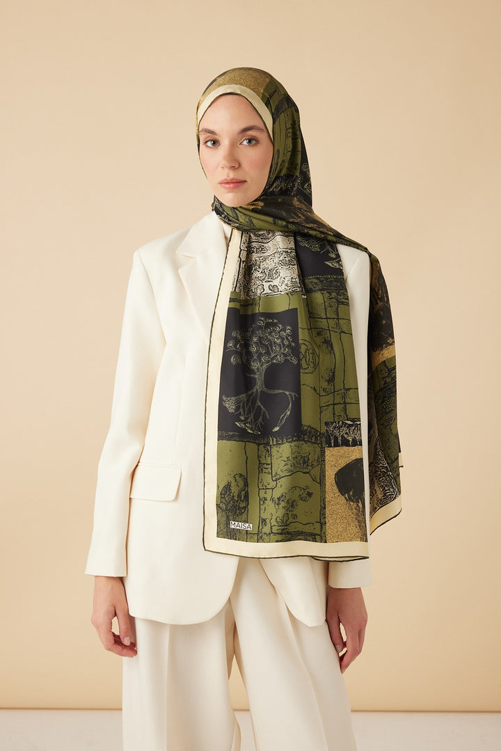 DİDAR MULBERRY İPEK ŞAL 70*190 CM - YEŞİL - Görsel 2